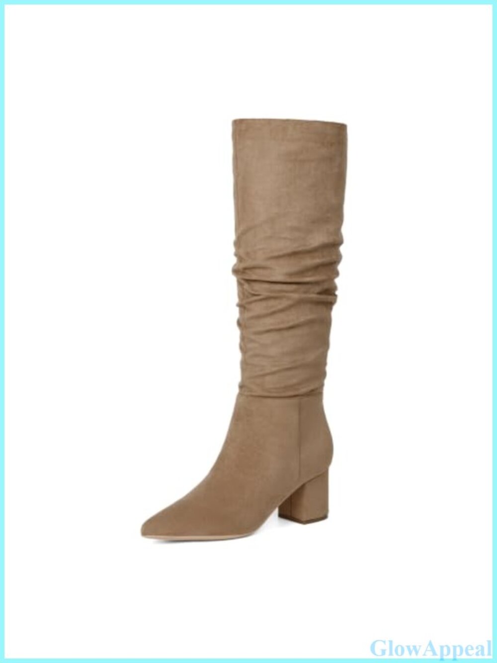 Womens Knee High Boots Chunky Low Heel Pointed Toe Tall Faux Suede